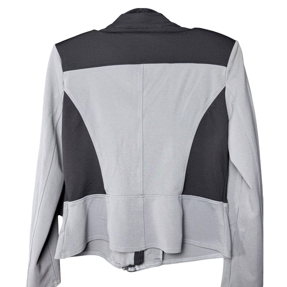 Attitudes by Renee Womens Grey Black Colorblock 90s Moto Jacket Mock Neck Size S - Picture 2 of 9